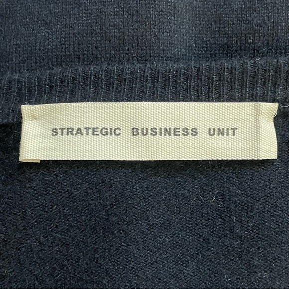 Strategic Business Unit | Navy Blue V Neck Cashmere Pullover Sweater - Picture 6 of 8